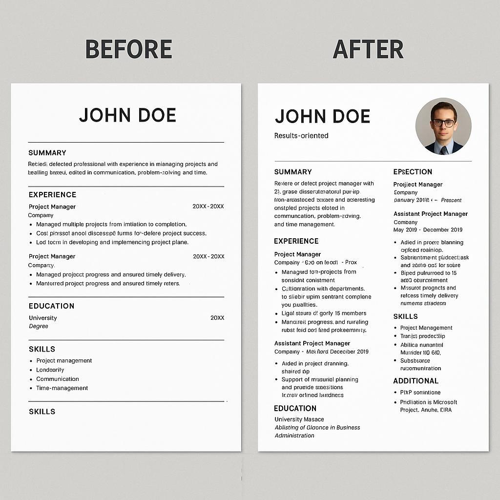 Resume before and after professional editing